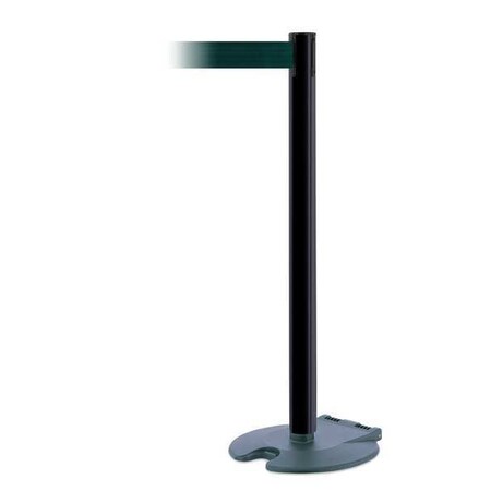 Tensabarrier Barrier Post with Belt, 7 1/2 ft Length, 38 in Post Height, No Legend, Black Wrinkle RB1-89-33-STD-NO-G6X-C