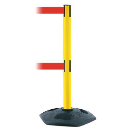 Tensabarrier Barrier Post with Belt, 13 ft Length, 38 in Post Height, No Legend, Black 886T2-35-MAX-NO-R5X-C
