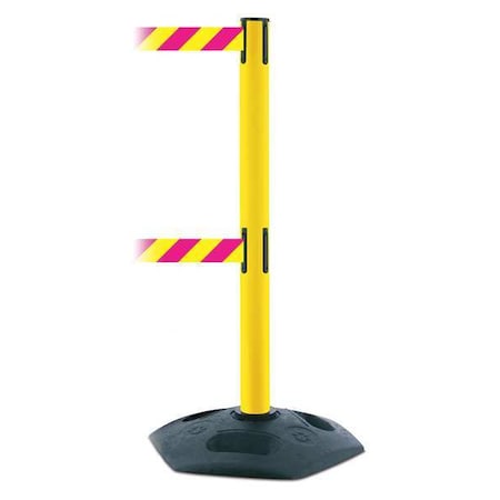 Tensabarrier Barrier Post with Belt, 13 ft Length, 38 in Post Height, No Legend, Black 886T2-35-MAX-NO-D5X-C