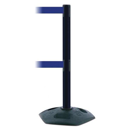 Tensabarrier Barrier Post with Belt, 7 1/2 ft Length, 38 in Post Height, No Legend, Black 886T2-33-STD-NO-L5X-C