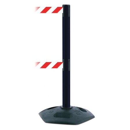 Tensabarrier Barrier Post with Belt, 7 1/2 ft Length, 38 in Post Height, No Legend, Black 886T2-33-STD-NO-D3X-C
