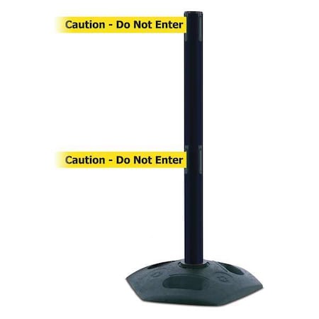 Tensabarrier Barrier Post with Belt, 7 1/2 ft Length, 38 in Post Height, Caution Do Not Enter, Black 886T2-33-STD-NO-YAX-C