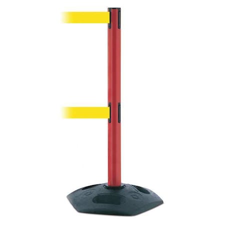 Tensabarrier Barrier Post with Belt, 7 1/2 ft Length, 38 in Post Height, No Legend, Black 886T2-21-STD-NO-Y5X-C