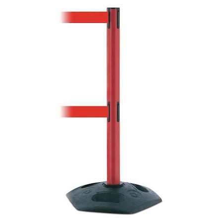 Tensabarrier Barrier Post with Belt, 7 1/2 ft Length, 38 in Post Height, No Legend, Black 886T2-21-STD-NO-R5X-C
