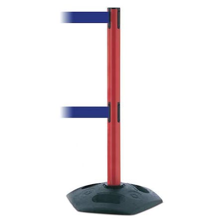 Tensabarrier Barrier Post with Belt, 7 1/2 ft Length, 38 in Post Height, No Legend, Black 886T2-21-STD-NO-L5X-C
