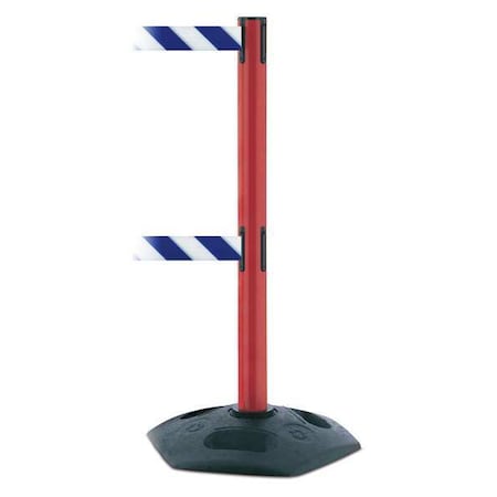 Tensabarrier Barrier Post with Belt, 7 1/2 ft Length, 38 in Post Height, No Legend, Black 886T2-21-STD-NO-D1X-C