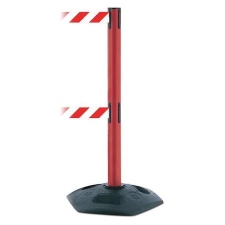 Tensabarrier Barrier Post with Belt, 7 1/2 ft Length, 38 in Post Height, No Legend, Black 886T2-21-STD-NO-D3X-C