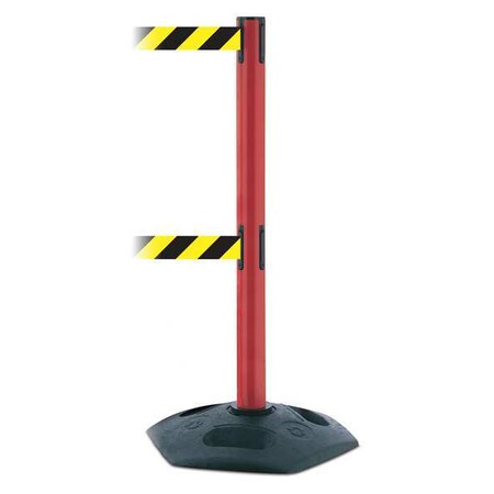 Barrier Post with Belt, 7 1/2 ft Length, 38 in Post Height, No Legend, Black -  TENSABARRIER, 886T2-21-STD-NO-D4X-C