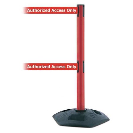 Tensabarrier Barrier Post with Belt, 7 1/2 ft Length, 38 in Post Height, Authorized Access Only, Black 886T2-21-STD-NO-RAX-C