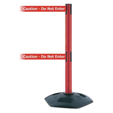 Tensabarrier Barrier Post with Belt, 7 1/2 ft Length, 38 in Post Height, Caution Do Not Enter, Black 886T2-21-STD-NO-RGX-C