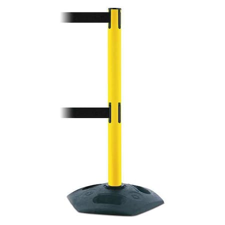 Tensabarrier Barrier Post with Belt, 7 1/2 ft Length, 38 in Post Height, No Legend, Black 886T2-35-STD-NO-B9X-C
