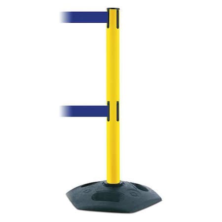 Tensabarrier Barrier Post with Belt, 7 1/2 ft Length, 38 in Post Height, No Legend, Black 886T2-35-STD-NO-L5X-C