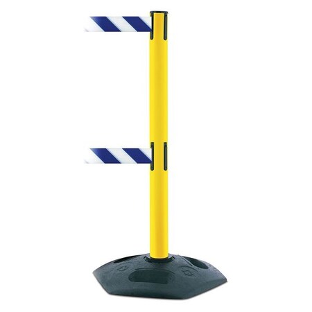 Tensabarrier Barrier Post with Belt, 7 1/2 ft Length, 38 in Post Height, No Legend, Black 886T2-35-STD-NO-D1X-C
