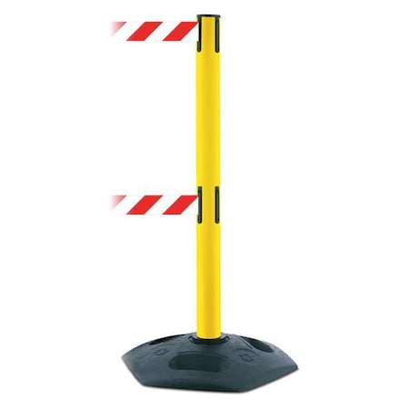 Tensabarrier Barrier Post with Belt, 7 1/2 ft Length, 38 in Post Height, No Legend, Black 886T2-35-STD-NO-D3X-C