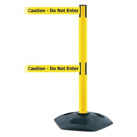 Tensabarrier Barrier Post with Belt, 7 1/2 ft Length, 38 in Post Height, Caution Do Not Enter, Black 886T2-35-STD-NO-YAX-C