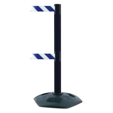 Tensabarrier Barrier Post with Belt, 13 ft Length, 38 in Post Height, No Legend, Black 886T2-33-MAX-NO-D1X-C