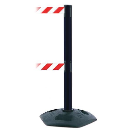 Tensabarrier Barrier Post with Belt, 13 ft Length, 38 in Post Height, No Legend, Black 886T2-33-MAX-NO-D3X-C