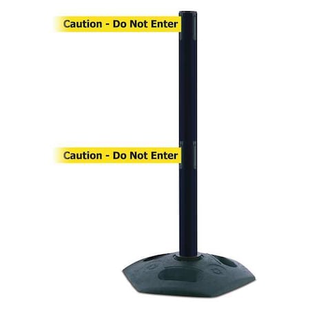 Tensabarrier Barrier Post with Belt, 13 ft Length, 38 in Post Height, Caution Do Not Enter, Black 886T2-33-MAX-NO-YAX-C