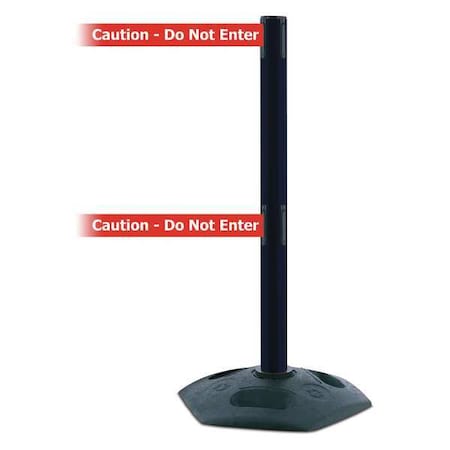 Tensabarrier Barrier Post with Belt, 13 ft Length, 38 in Post Height, Caution Do Not Enter, Black 886T2-33-MAX-NO-RGX-C