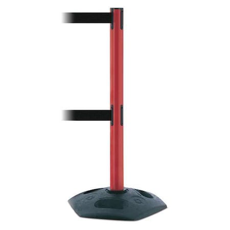 Tensabarrier Barrier Post with Belt, 13 ft Length, 38 in Post Height, No Legend, Black 886T2-21-MAX-NO-B9X-C