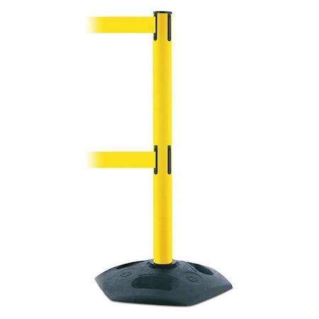 Tensabarrier Barrier Post with Belt, 13 ft Length, 38 in Post Height, No Legend, Black 886T2-35-MAX-NO-Y5X-C