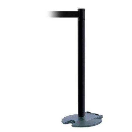 Tensabarrier Barrier Post with Belt, 13 ft Length, 38 in Post Height, No Legend, Black Wrinkle RB1-89-33-MAX-NO-B9X-C