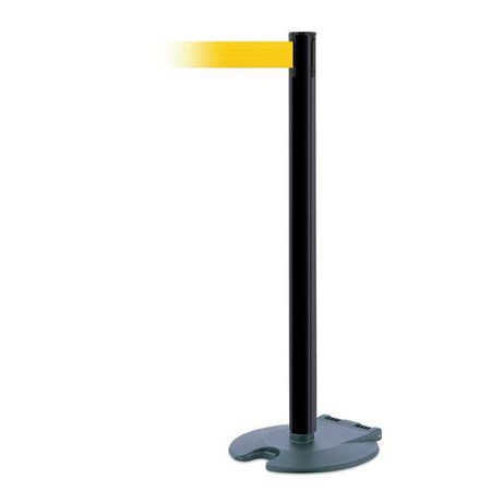 Tensabarrier Barrier Post with Belt, 13 ft Length, 38 in Post Height, No Legend, Black Wrinkle RB1-89-33-MAX-NO-Y5X-C