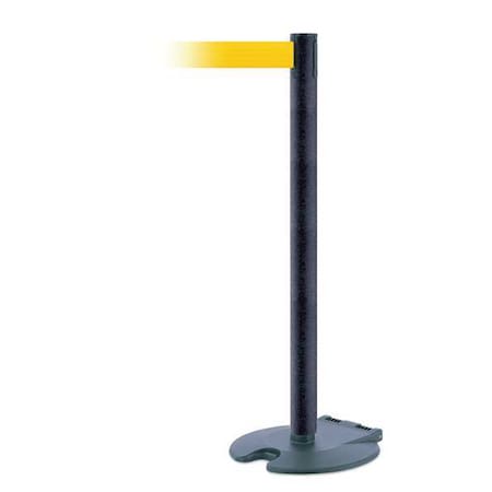 Tensabarrier Barrier Post with Belt, 13 ft Length, 38 in Post Height, No Legend, Black Wrinkle RB1-89-89-MAX-NO-Y5X-C