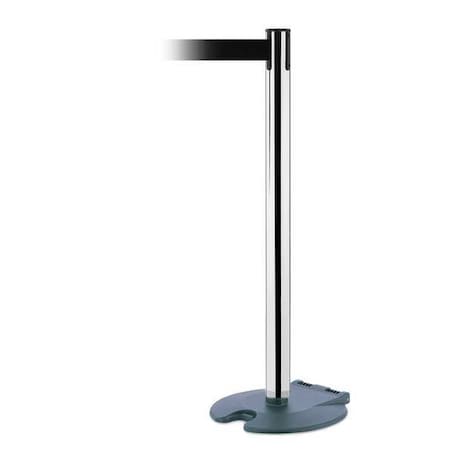 Tensabarrier Barrier Post with Belt, 13 ft Length, 38 in Post Height, No Legend, Black Wrinkle RB1-89-1P-MAX-NO-B9X-C