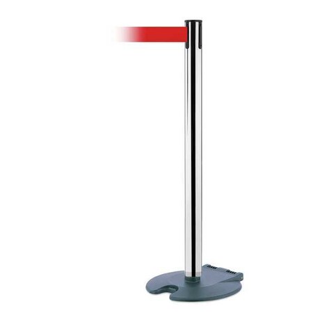 Tensabarrier Barrier Post with Belt, 13 ft Length, 38 in Post Height, No Legend, Black Wrinkle RB1-89-1P-MAX-NO-R5X-C
