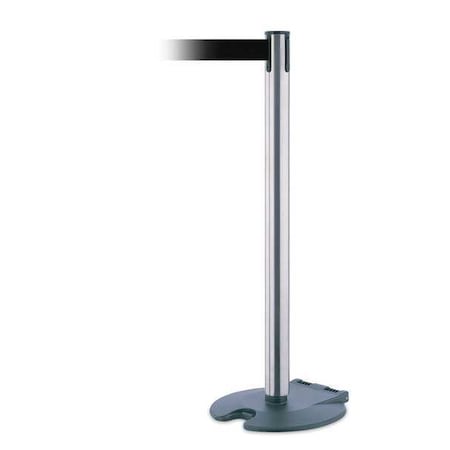 Tensabarrier Barrier Post with Belt, 13 ft Length, 38 in Post Height, No Legend, Black Wrinkle RB1-89-1S-MAX-NO-B9X-C