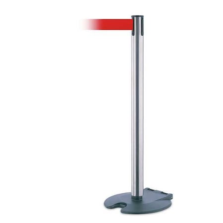 Tensabarrier Barrier Post with Belt, 13 ft Length, 38 in Post Height, No Legend, Black Wrinkle RB1-89-1S-MAX-NO-R5X-C