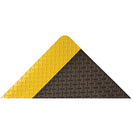Notrax Antifatigue Mat, 5 ft. L x 3 ft. W, 9/16" Thickness, Nitrile Rubber, Diamond Plate, Black/Yellow 490S0035YB