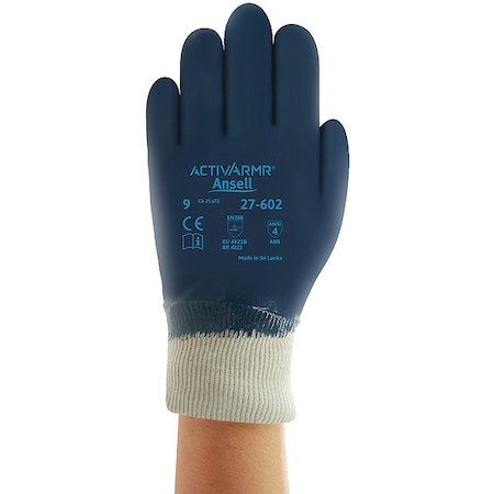 Ansell Cut-Resistant Gloves, Nitrile, Fully Coated, Blue, 8 144 PK 27-602