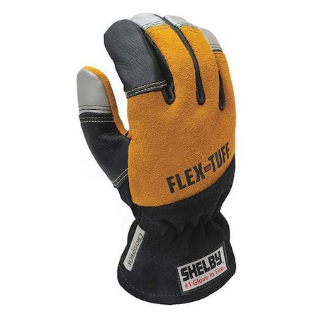 Shelby Firefighters Gloves, 2XL, Blk/Gld/Slvr, PR 5292
