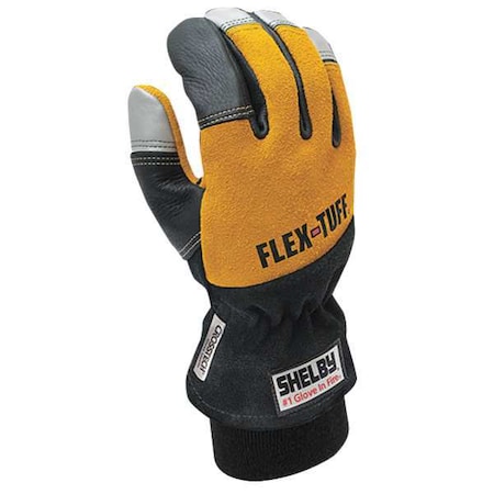 Shelby Firefighters Gloves, L, Blk/Gld/Slvr, PR 5291