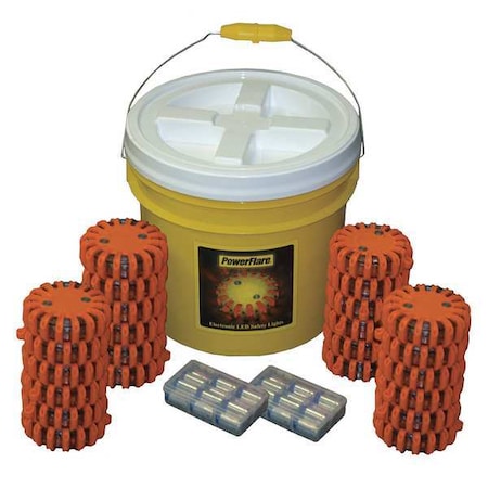 Powerflare LED Safety Flare Kit, LED Color Red BUCKET24Y-R-O