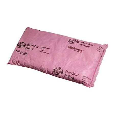 Pig Sorbent Pillow, 6 gal, 8 in x 17 in, Harsh Chemicals, Pink, 10 PK PIL307
