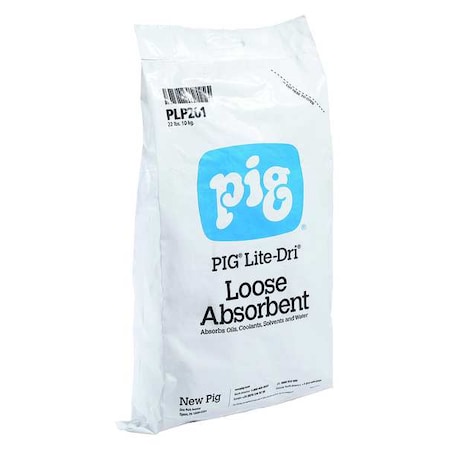 Pig Granular Sorbent, 8 gal Absorbed per Package, 22 lb Bag, Cellulose, Not Scented, Gray PLP201