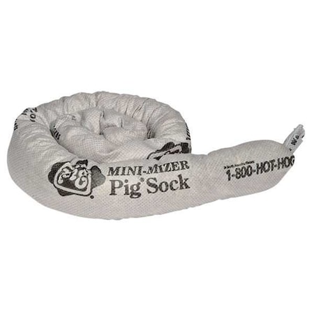 Pig Sorbent Sock, 15 gal, 2 in x 42 in, Universal, Gray, 60 PK PIG205