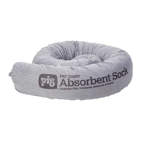 Pig Sorbent Sock, 24 gal, 3 1/4 in x 42 in, Universal, Gray, 24 PK PIG210