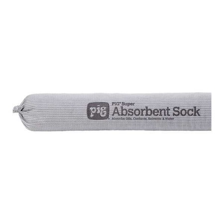 Pig Sorbent Sock, 17 gal, 2 1/4 in x 42 in, Universal, Gray, 35 PK PIG212