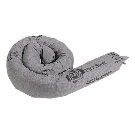 Pig Sorbent Boom, 30 gal, 3 in x 48 in, Universal, Gray, 40 PK PIG228
