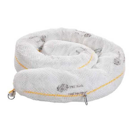 Pig Sorbent Boom, 48 gal, 8 in x 10 ft, Oil, White, 4 PK BOM304