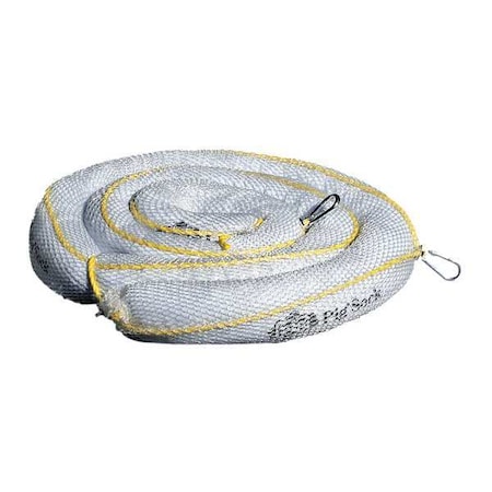 Pig Sorbent Sock, 16 gal, 3 in x 10 ft, Oil, White, 8 PK BOM406