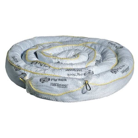Pig Sorbent Boom, 24 gal, 5 in x 20 ft, Oil, White, 2 PK BOM408
