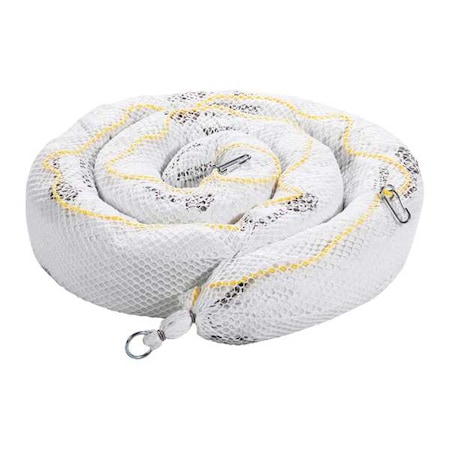 Pig Sorbent Boom, 24 gal, 5 in x 10 ft, Oil, White, 4 PK BOM600