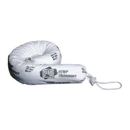 Pig Sorbent Sock, 9 gal, 3 in x 30 in, Oil, White, 15 PK SKM400