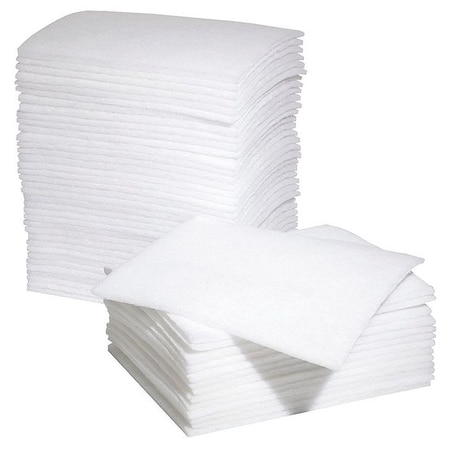 Pig Sorbent Pad, 48 gal, 18 in x 22 in, Universal, White, Polyester MAT209