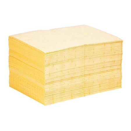 Pig Sorbent Pad, 22 gal, 15 in x 20 in, Universal, Yellow, Polypropylene MAT603